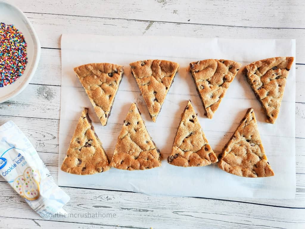 individual triangular sliced Birthday Cookie Cake slices