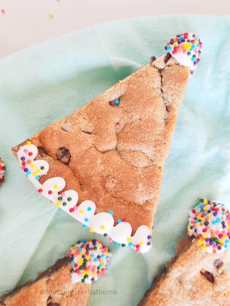 close up of single decorated Birthday Cookie Cake slice