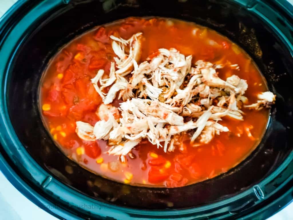 shredded chicken returned to crockpot