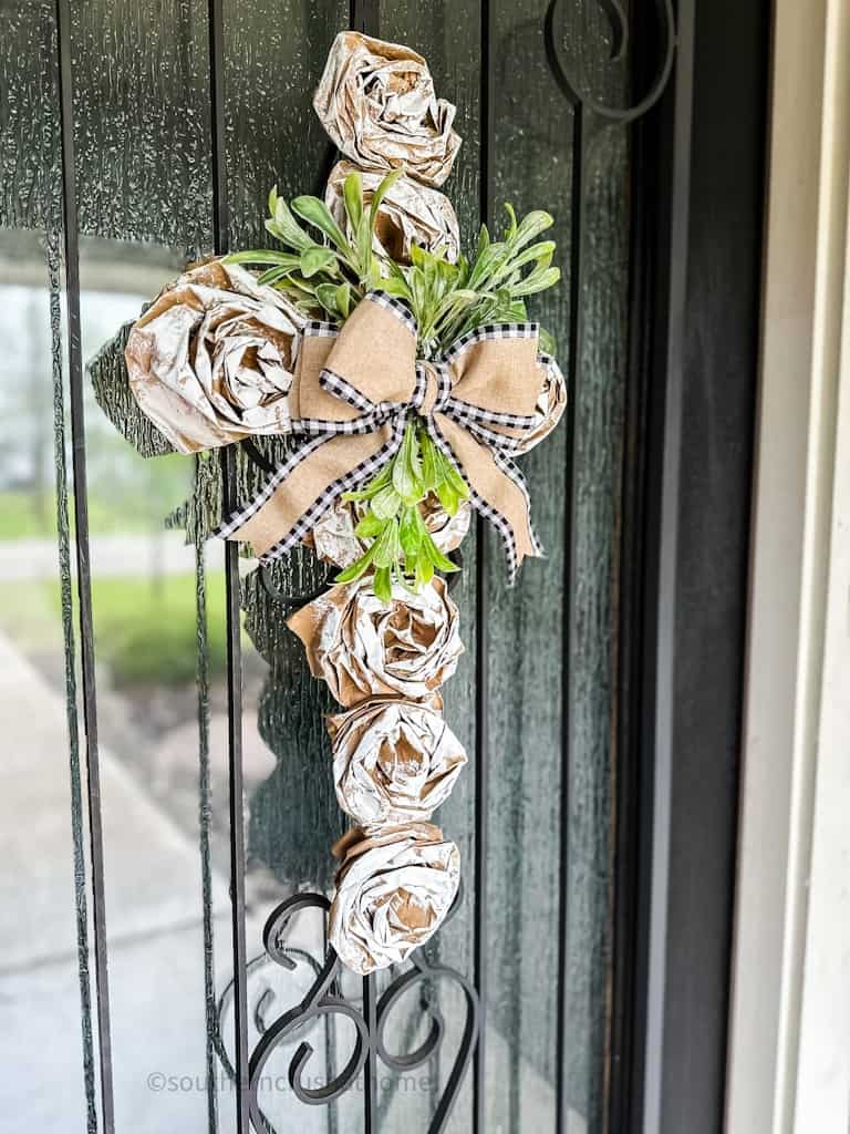 side view of Easter Wreath Cross