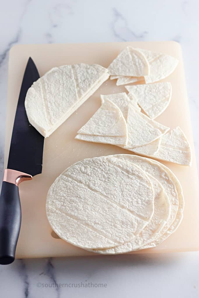 sliced tortillas for homemade corn tortilla chips