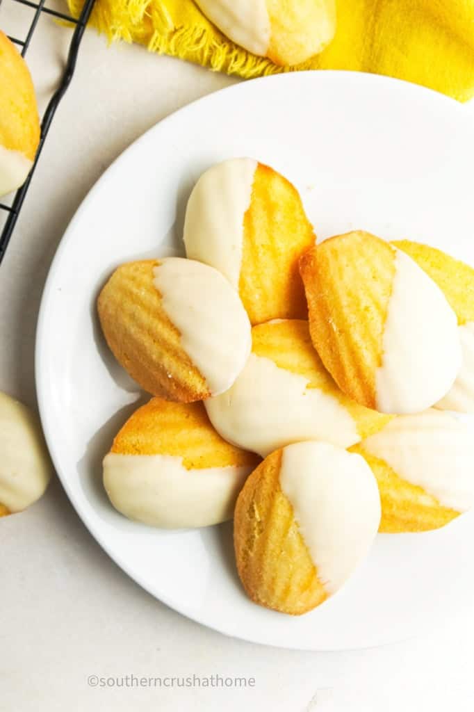 up close platter of Madeleine Cookies