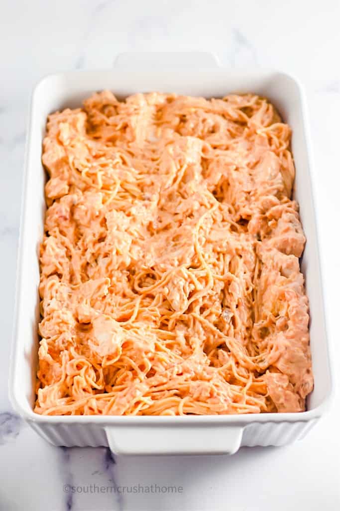 Taco Spaghetti in baking dish