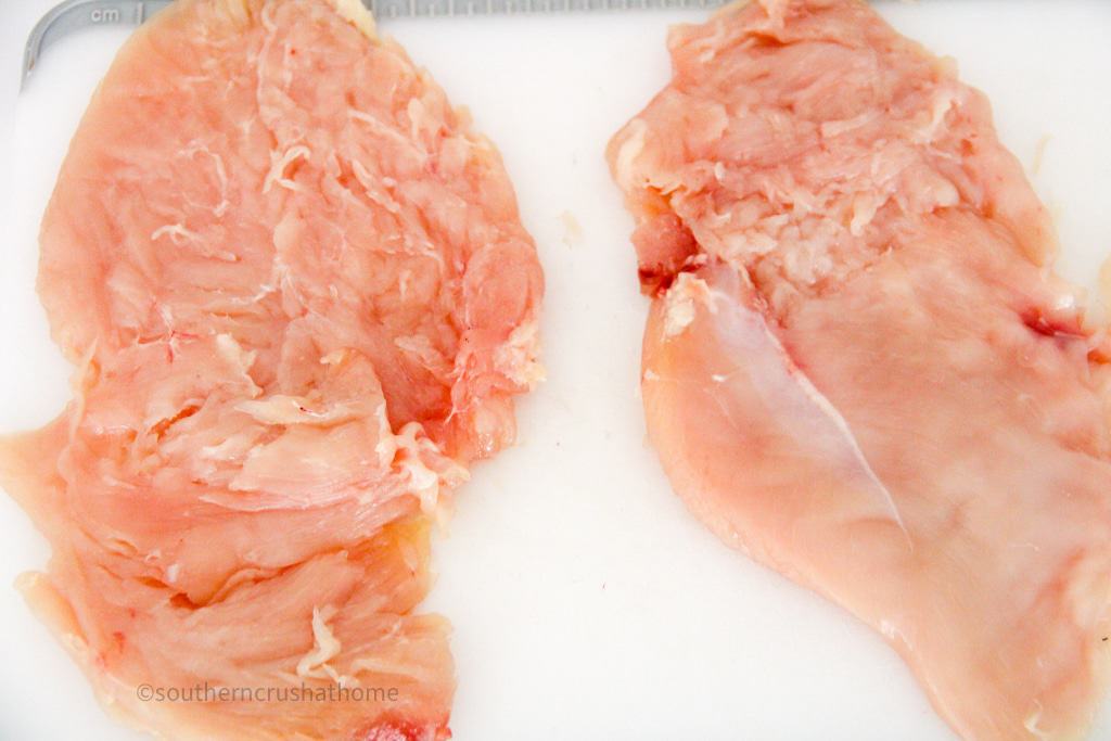 flattened chicken breasts