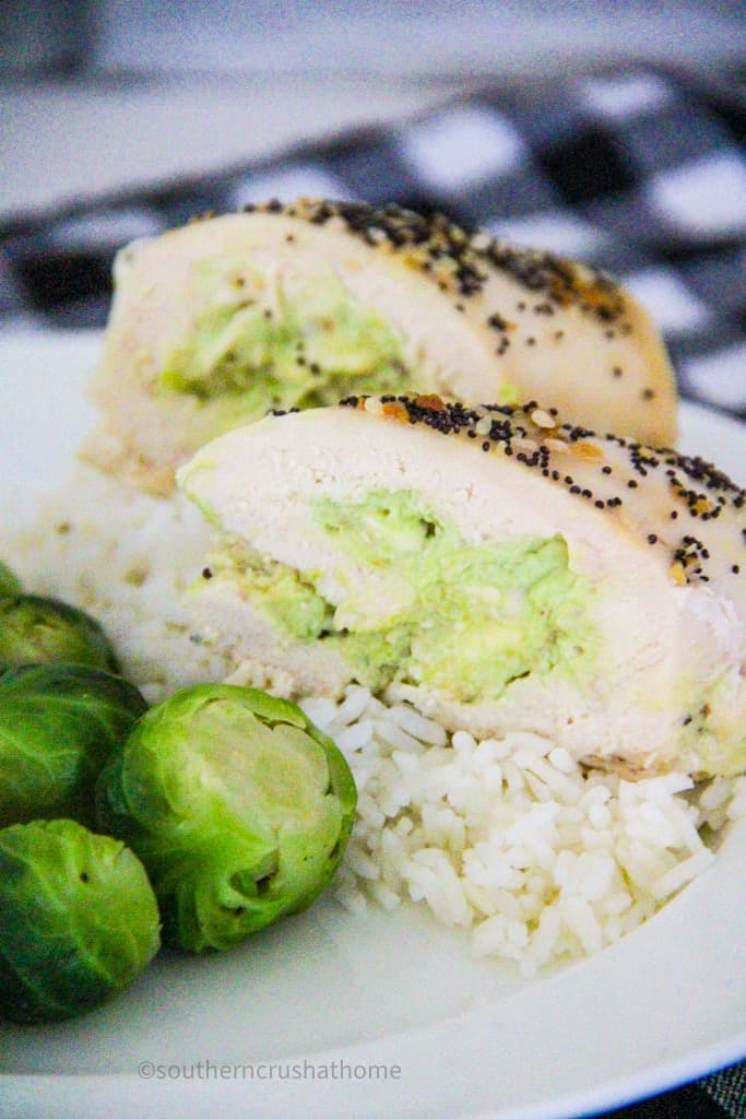 avocado chicken up close cut in half