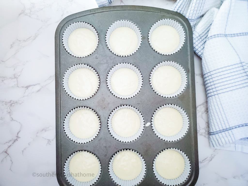 cupcake batter in cupcake liners