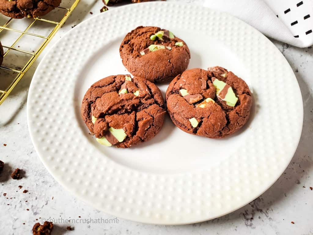 cake mix chocolate cookies on a white plate