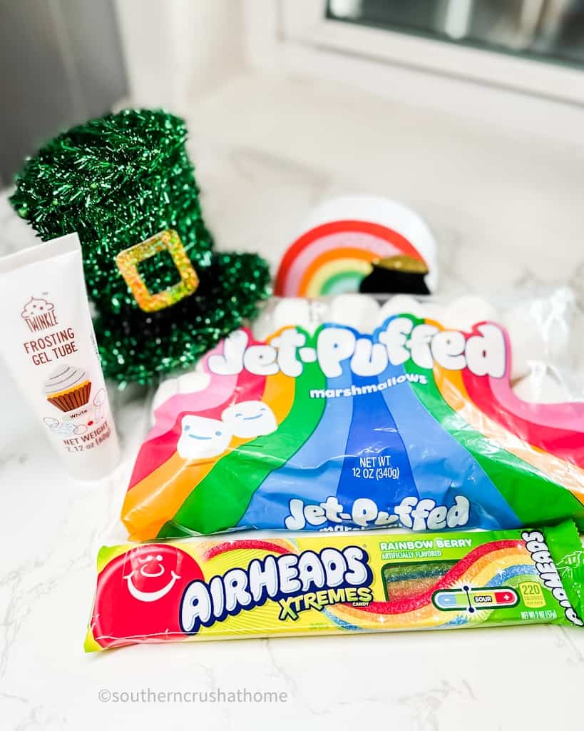 ingredients for rainbow marshmallow treats