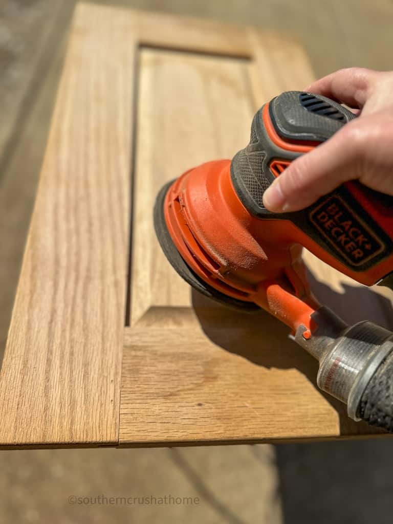 sanding cabinet door