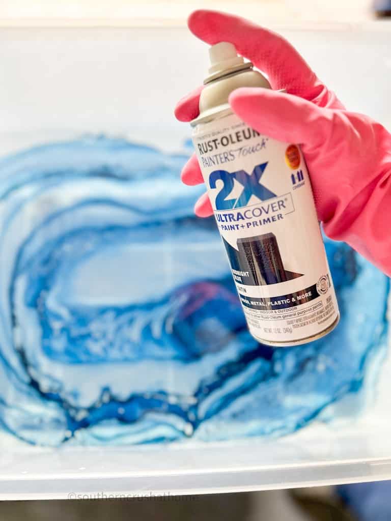 rustoleum spray paint in water bath for hydro dipping