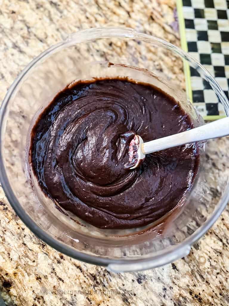 mixing brownie ingredients