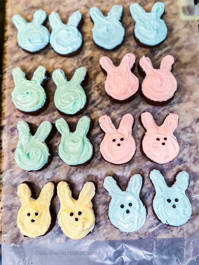 half brownie bunnies decorated