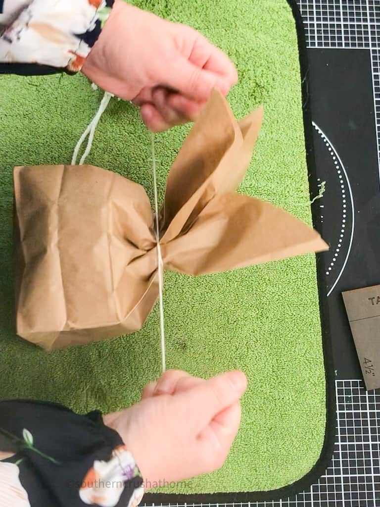 tying off bunny sack