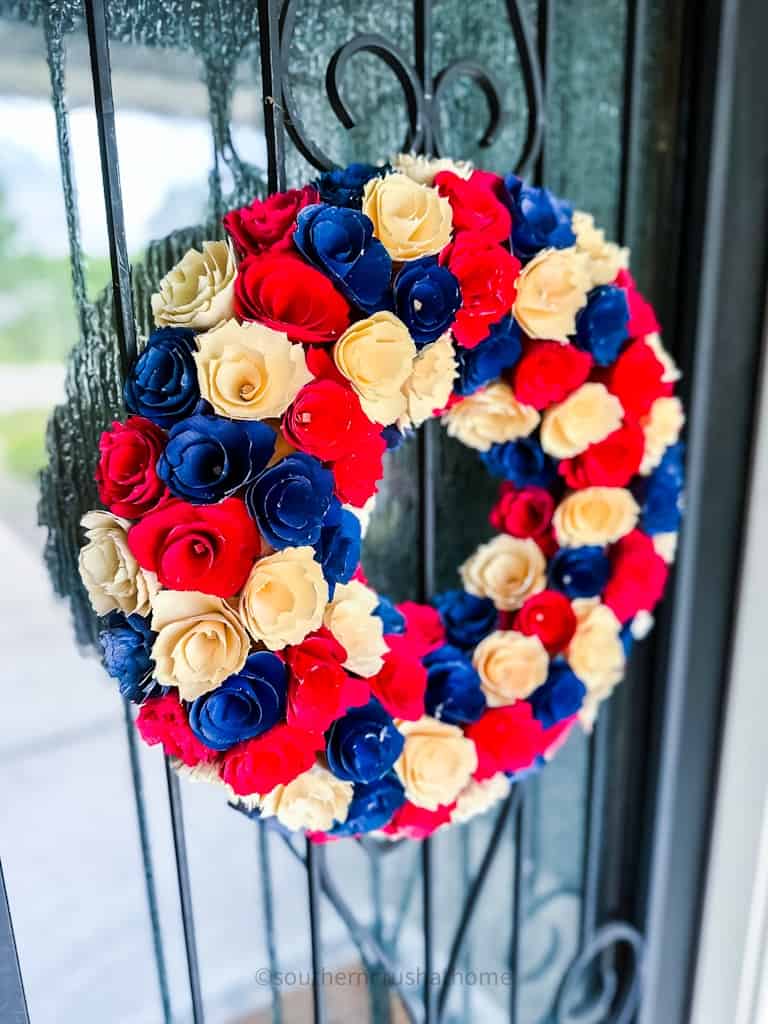 red white and blue wreath
