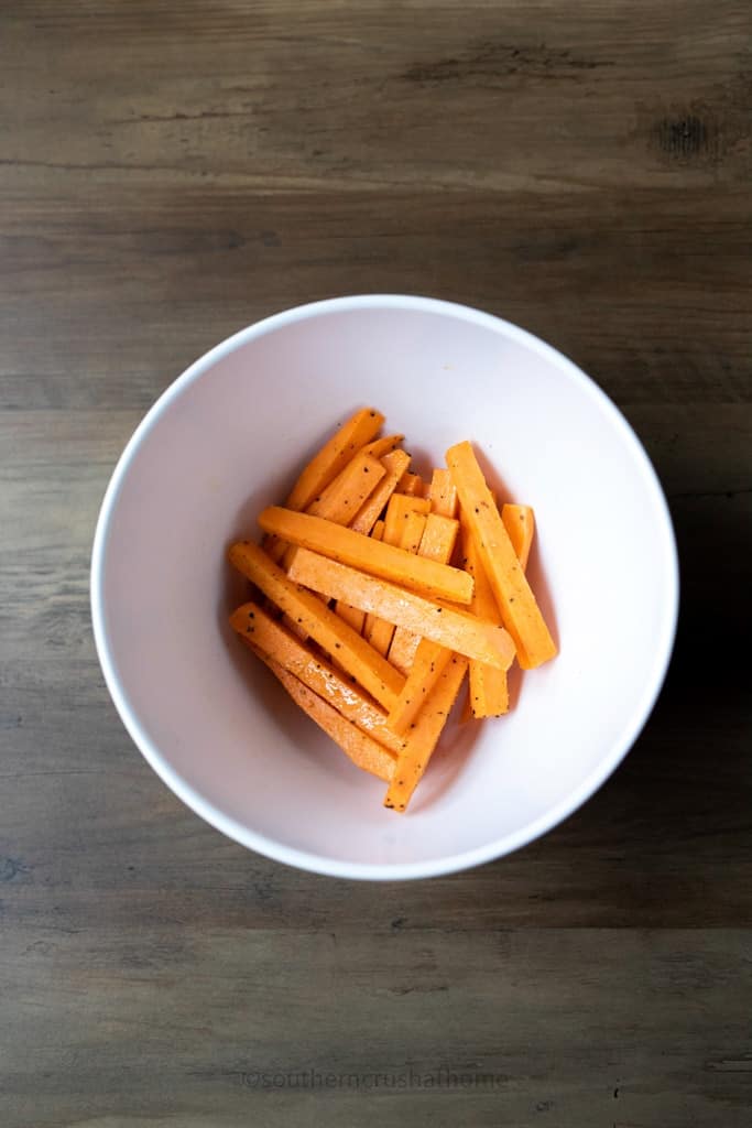 cut up sweet potatoes