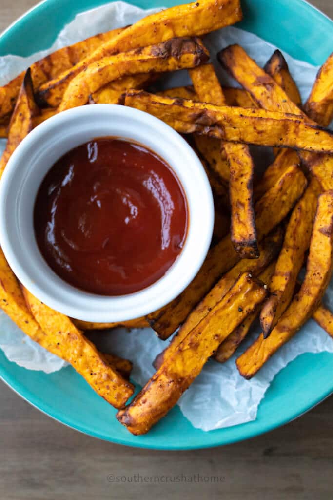 ketchup with sweet potato fries