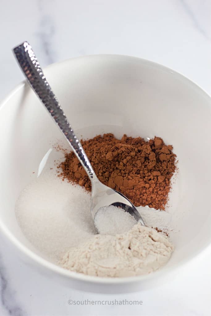 dry ingredients for chocolate mug cake