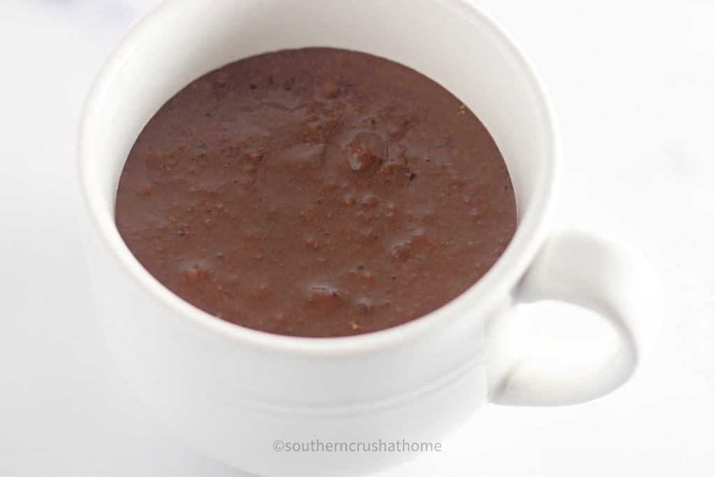 wet mixture for chocolate mug cake