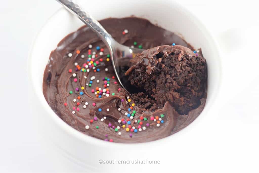sprinkles on top of chocolate mug cake