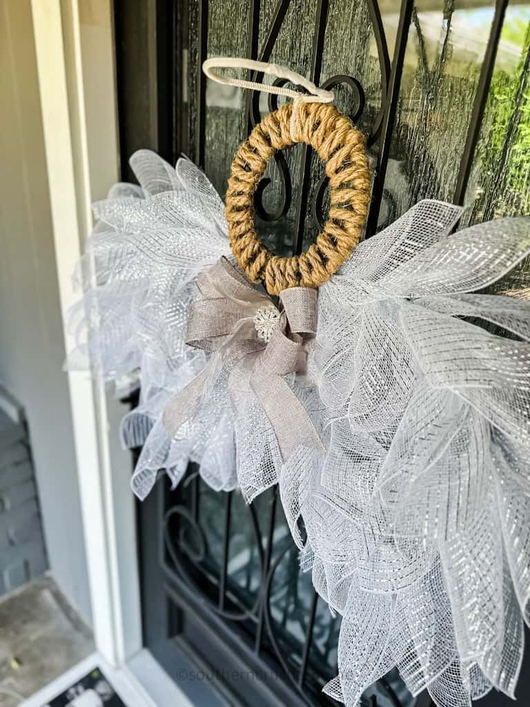side view of Angel Wings Deco Mesh Wreath