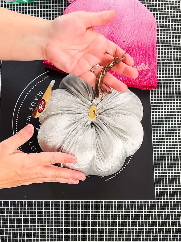 removing the stem from foam pumpkin