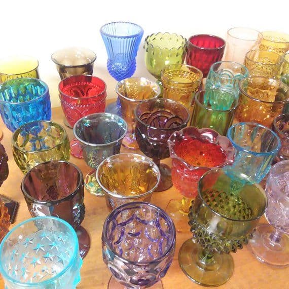 mutli colored Depression Glasses