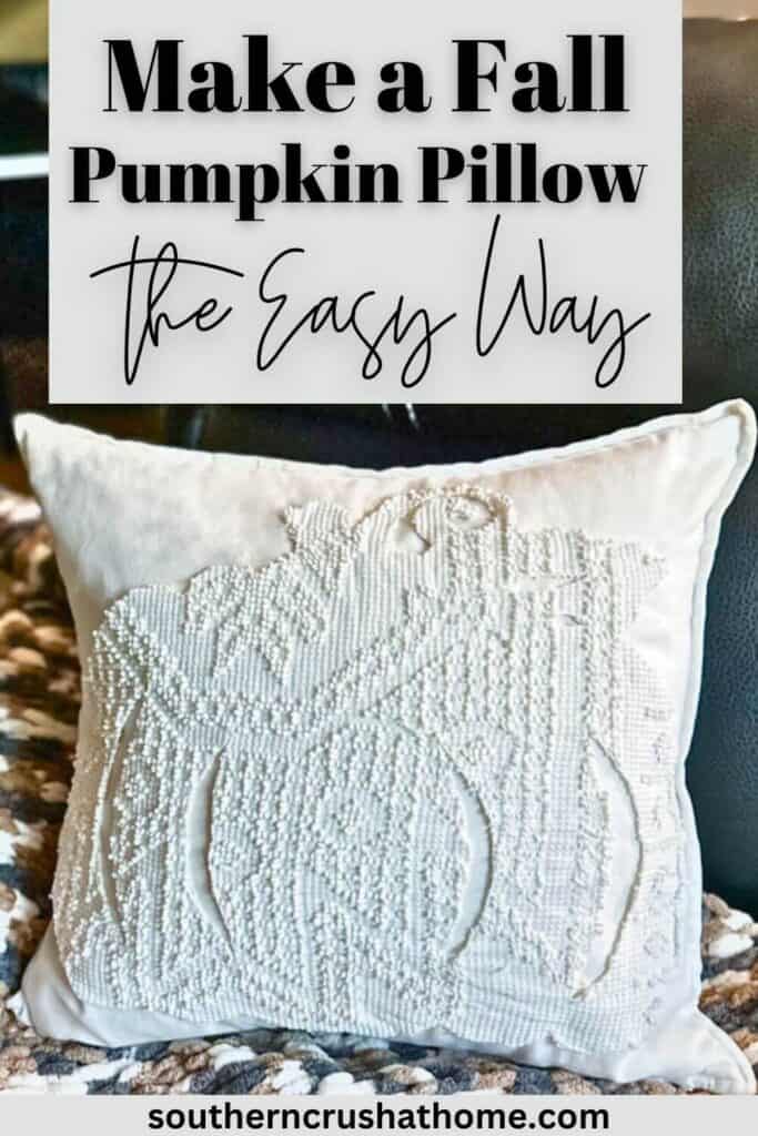 Easy Fall Pumpkin Pillow Cover DIY Using A Vintage Chenille Bedspread