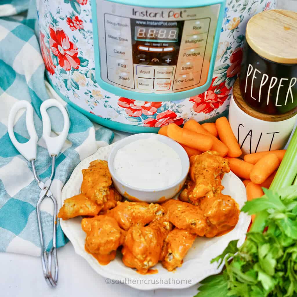 bright final image of instant pot chicken wings