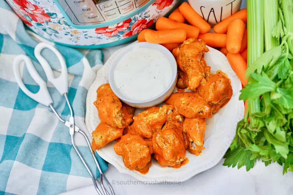 side view of instant pot chicken wings