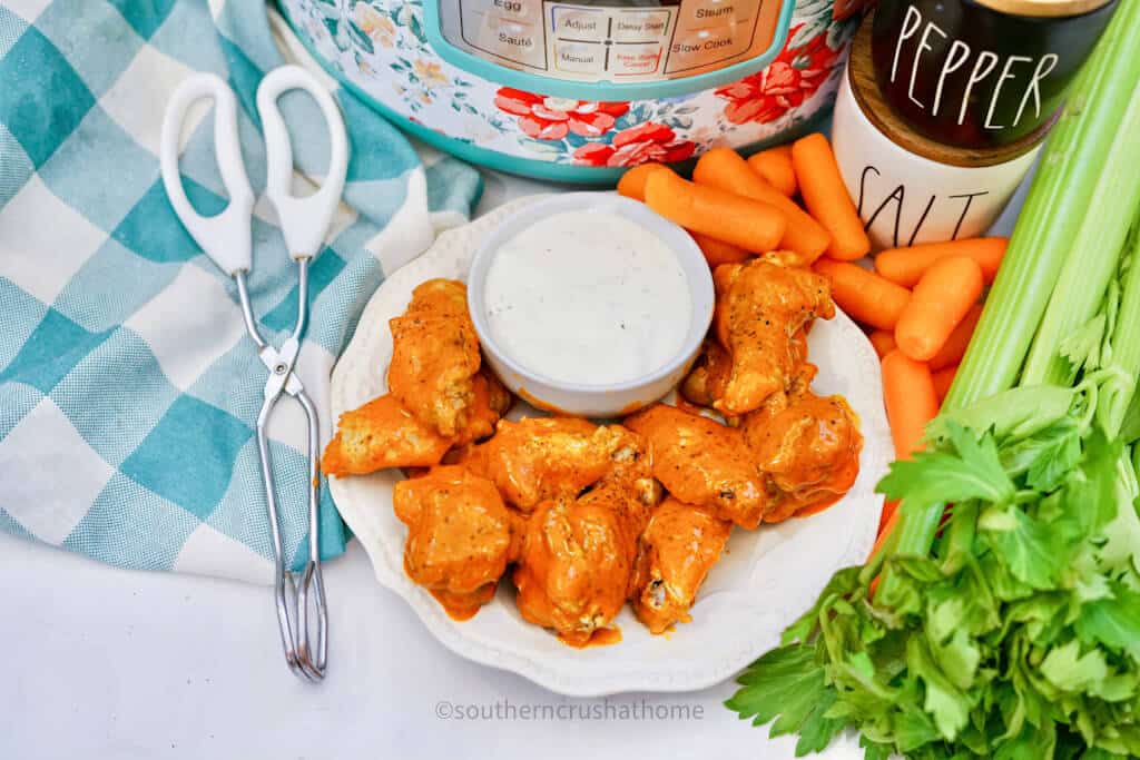 overhead view of instant pot chicken wings