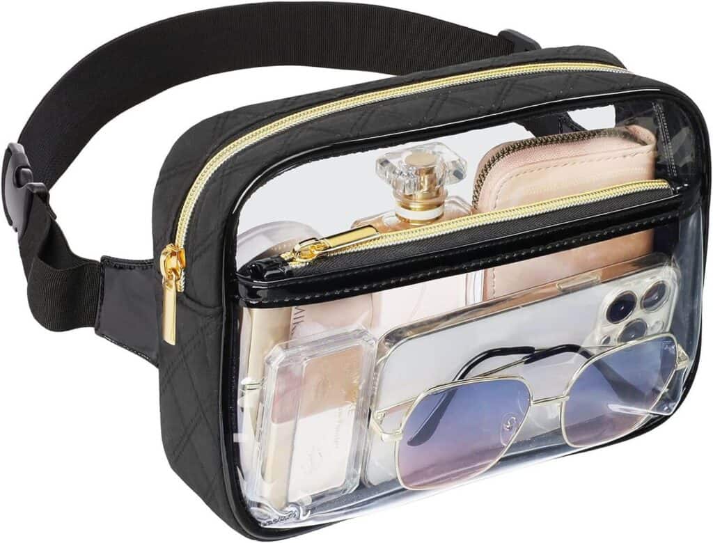 black fanny pack clear