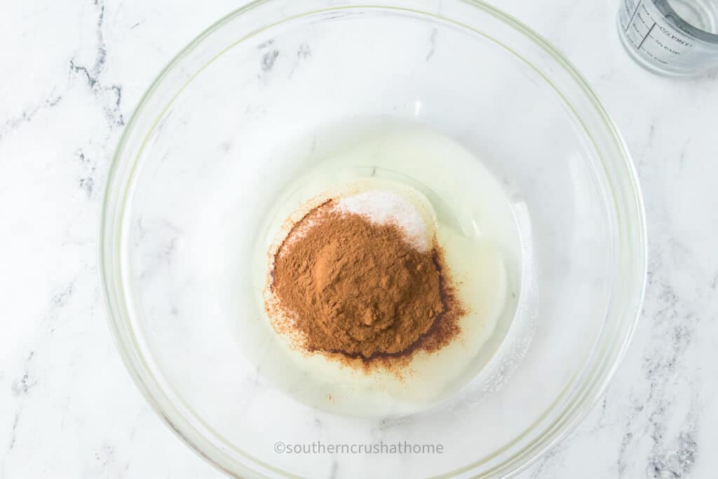 cinnamon sugar pretzel ingredients in bowl