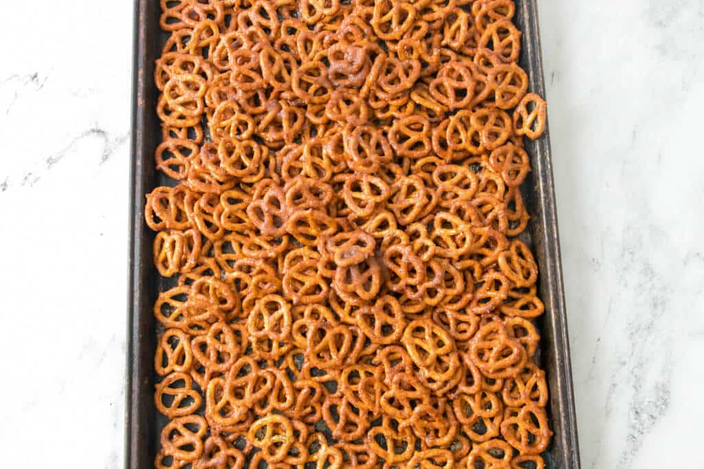 pretzels on baking sheet