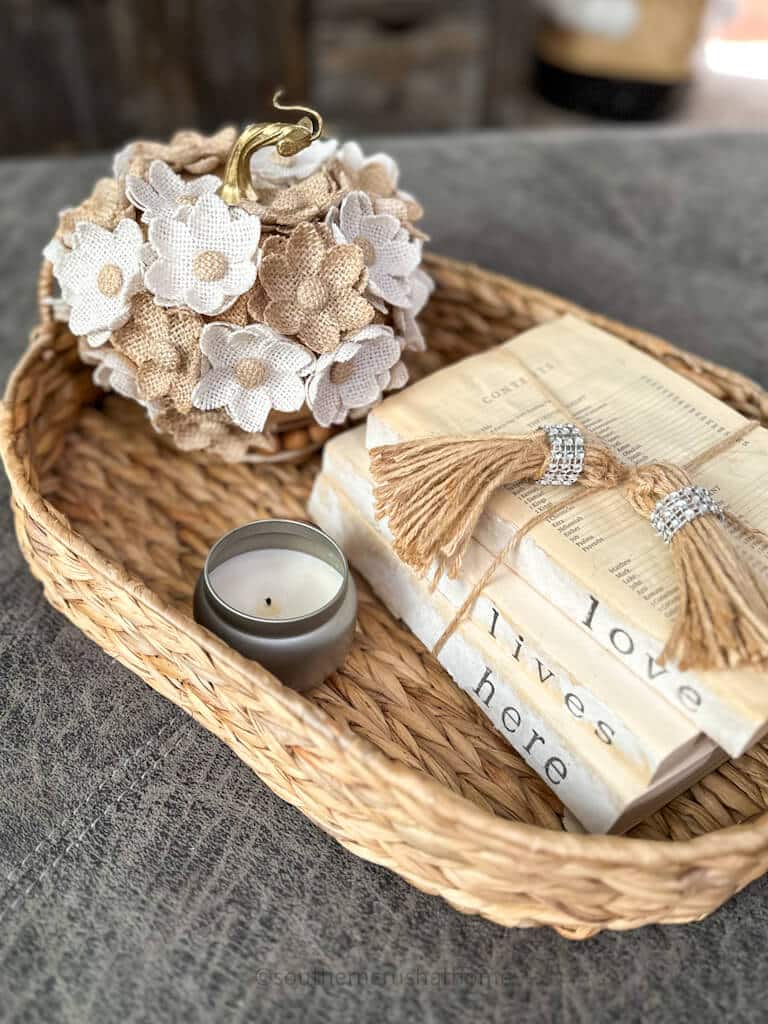 burlap flower pumpkin