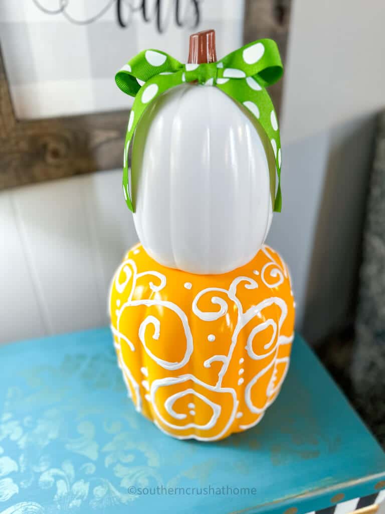 dollar tree stacking pumpkin with puffy paint