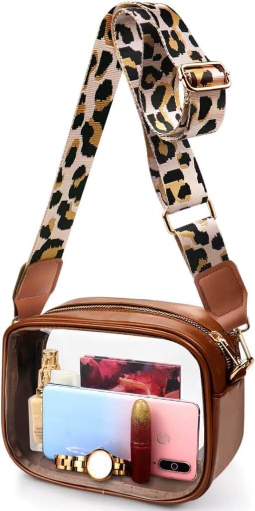leopard strap clear bag