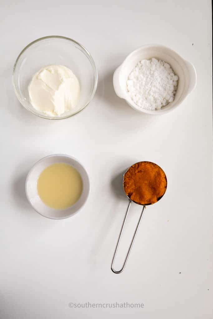 ingredients for pumpkin  cinnamon roll frosting