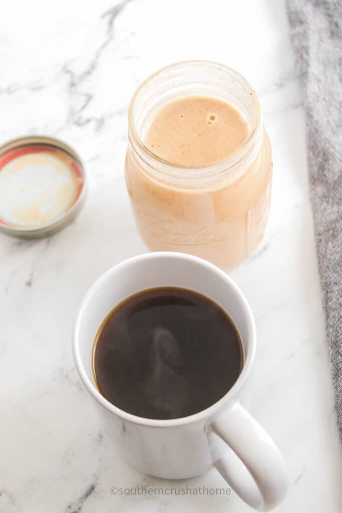 black coffe and pumpkin spice creamer