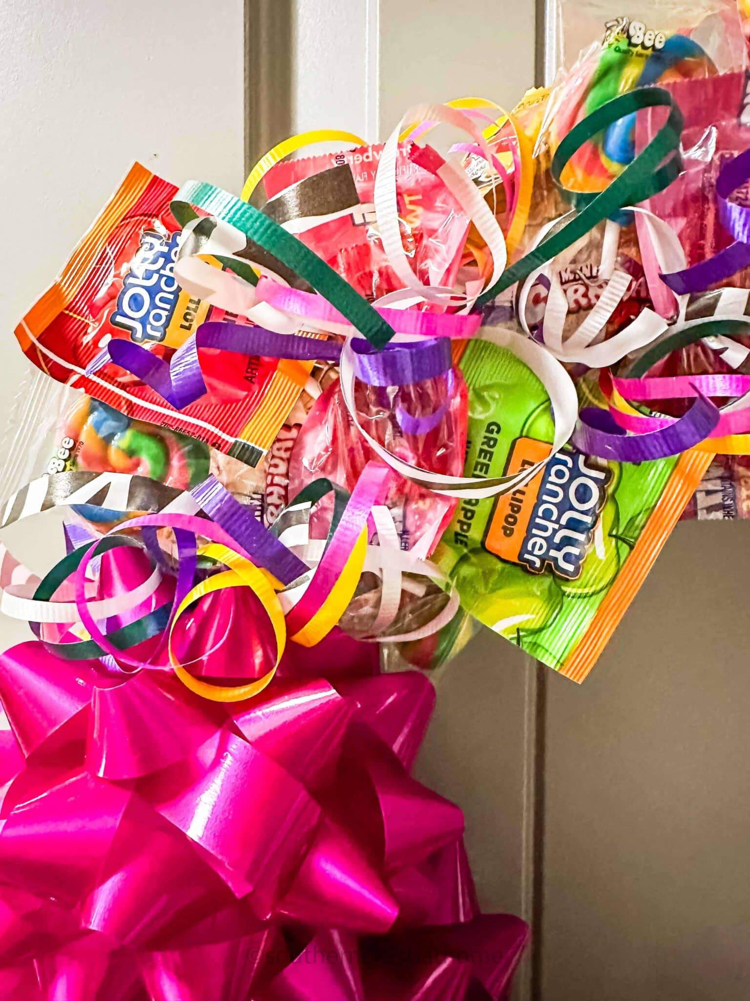 candy lollipops on wreath