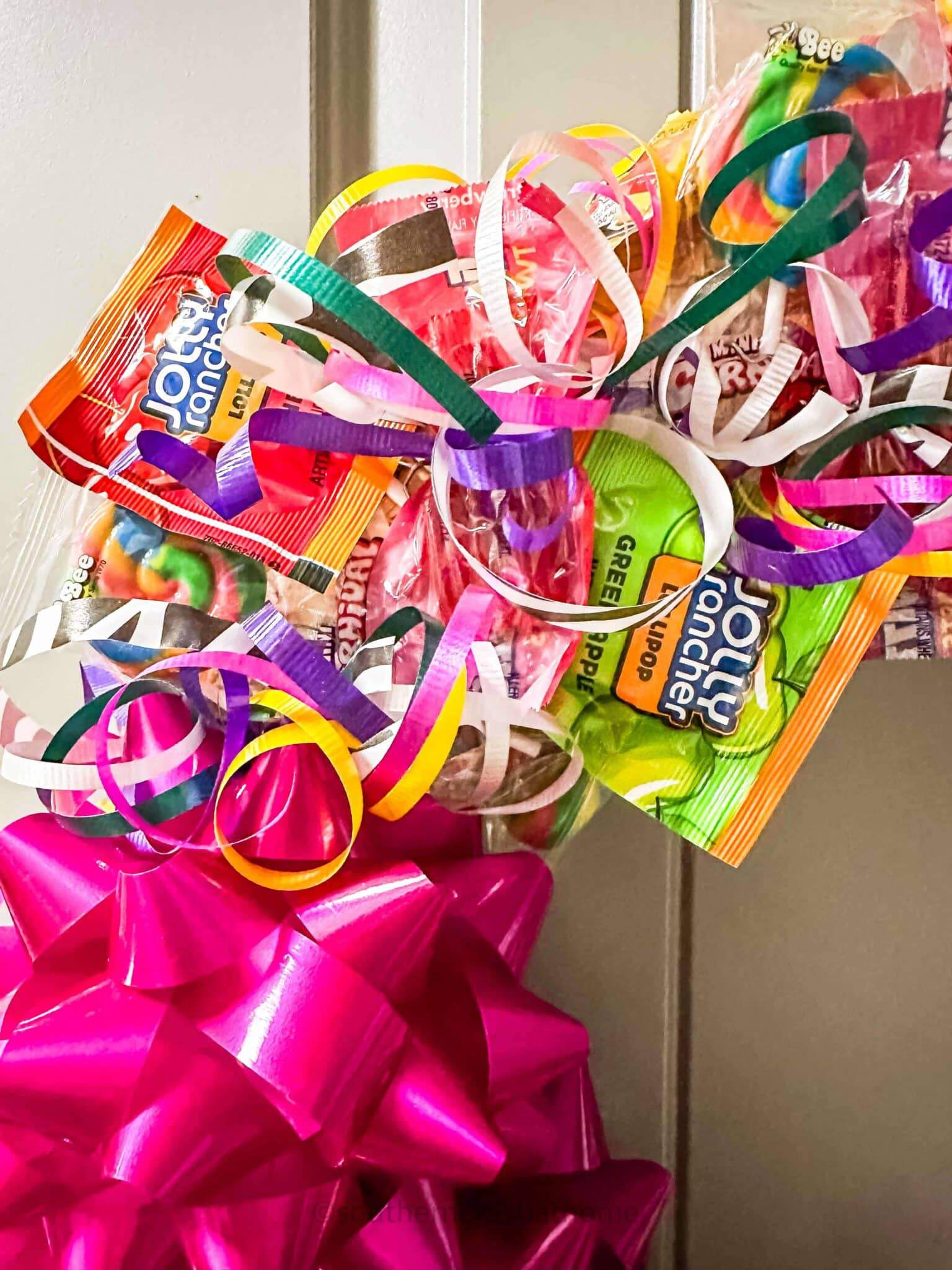 candy lollipops on wreath