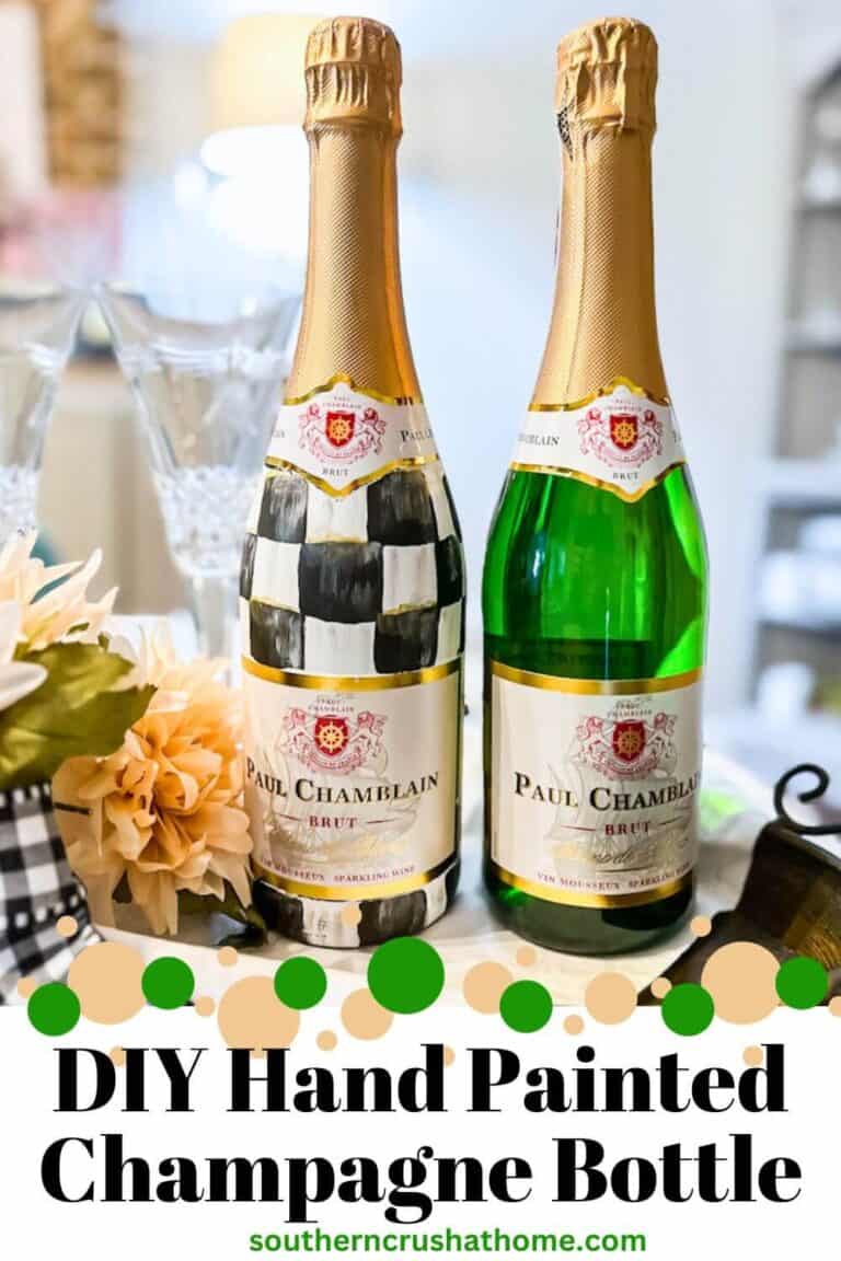 DIY Hand-Painted Buffalo Plaid Champagne Bottle Gift Idea