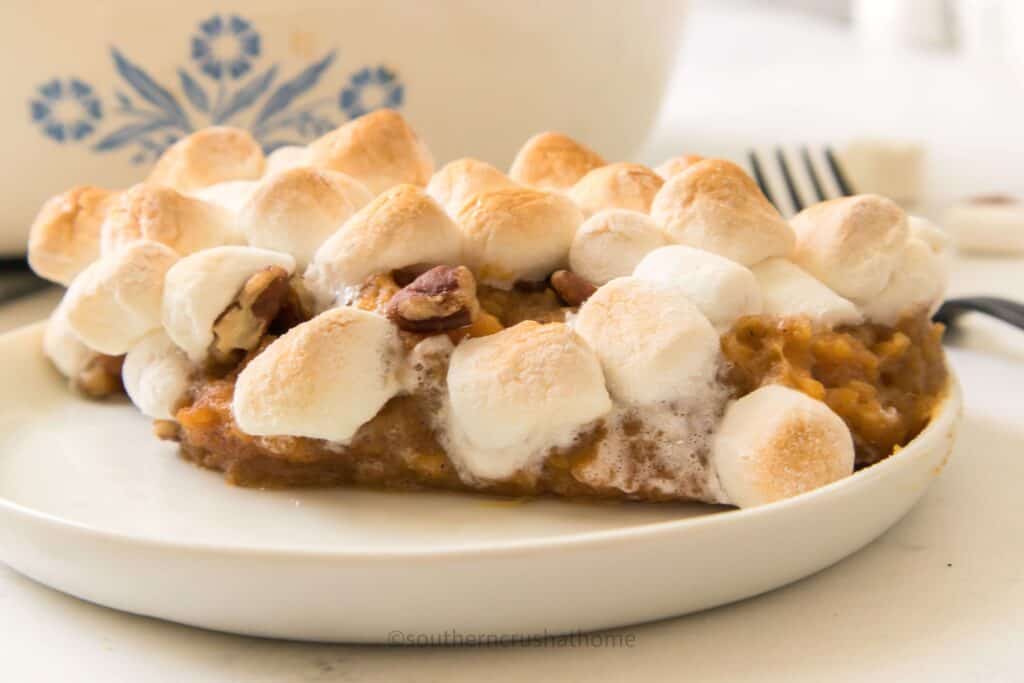 close up of sweet potato casserole