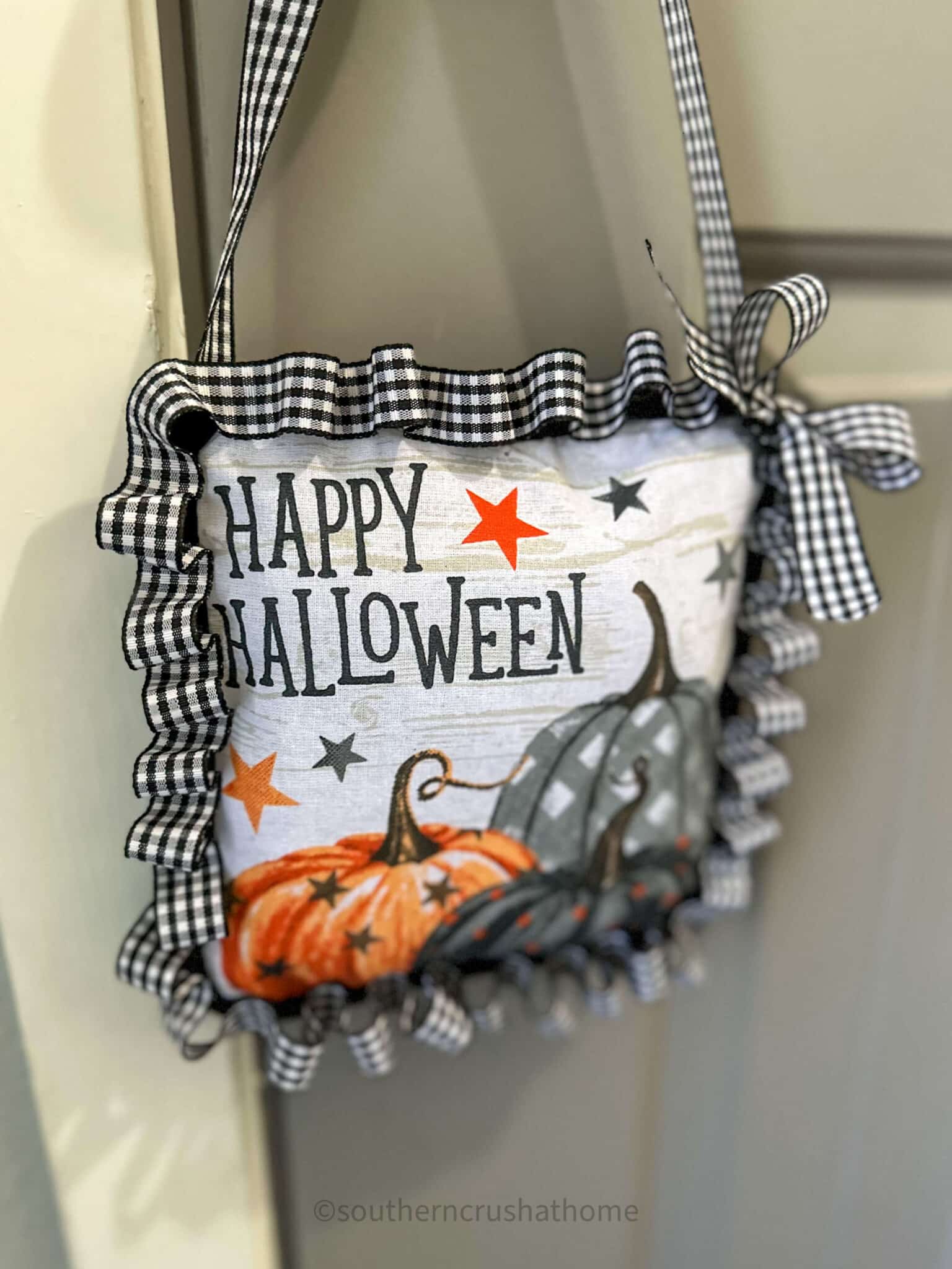 front of DIY Halloween Potholder Pillow