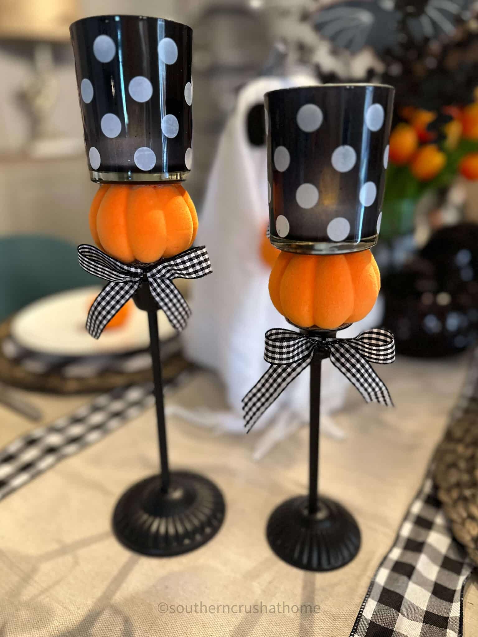 DIY Halloween Pumpkin Candle Stick Holders