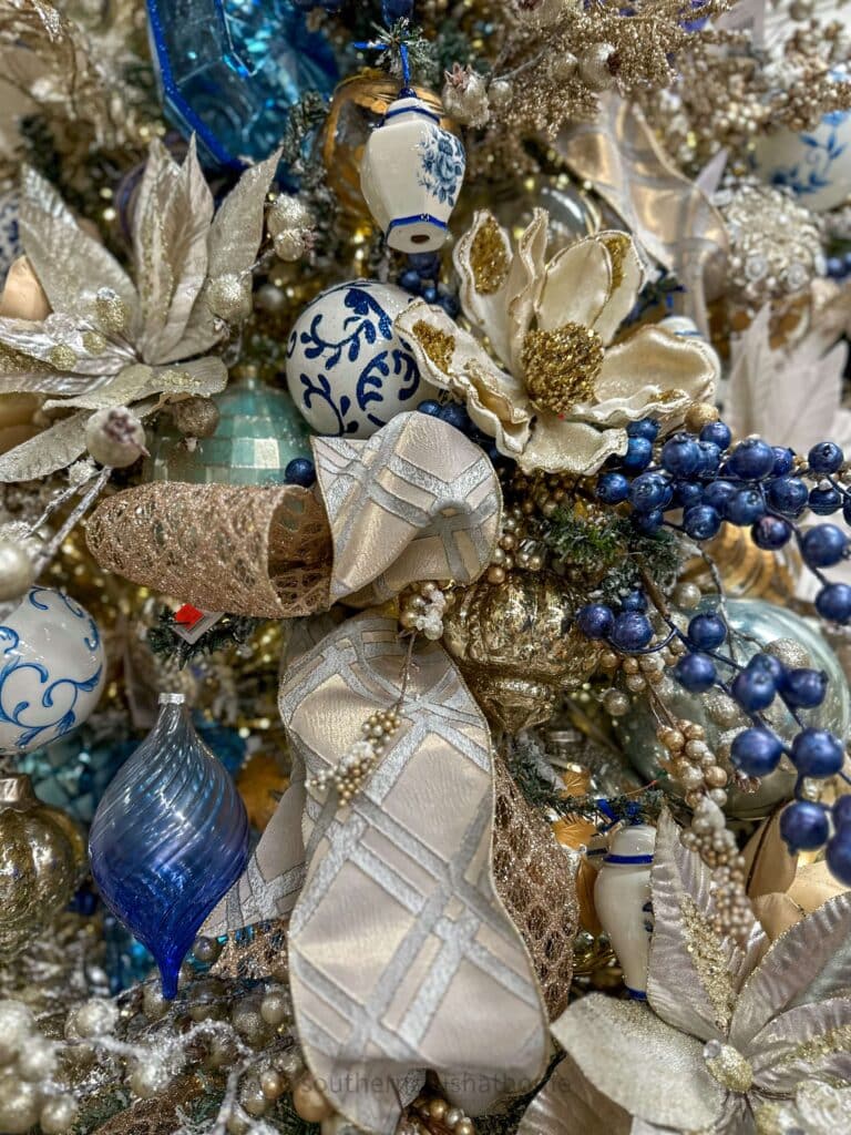 up close blue christmas tree