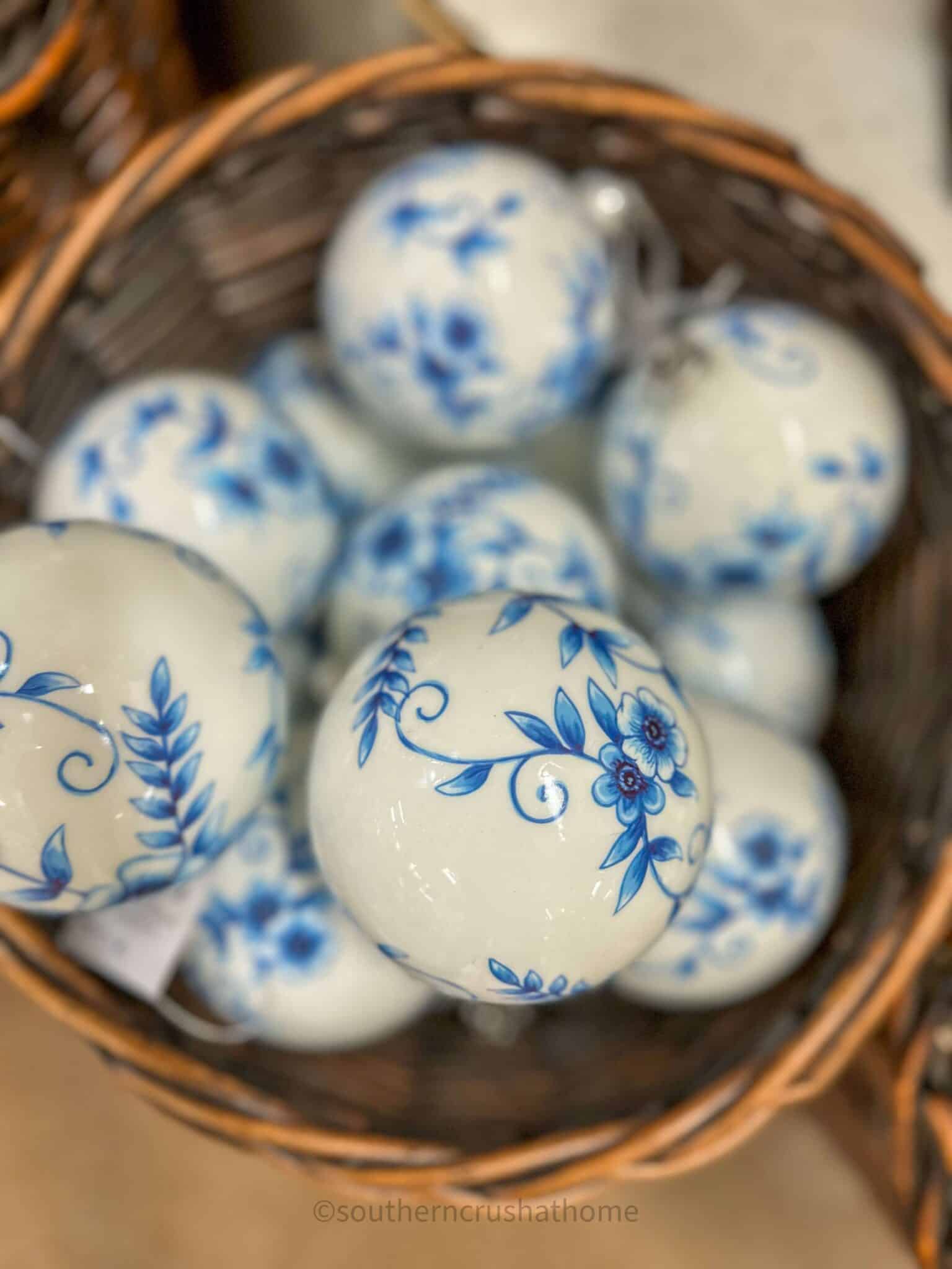 blue and white chinnoiserie ornaments