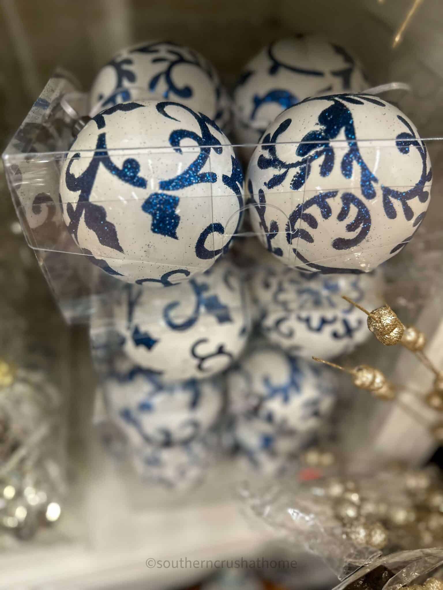 blue and white ornaments