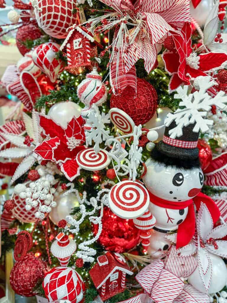 up close snowman christmas tree