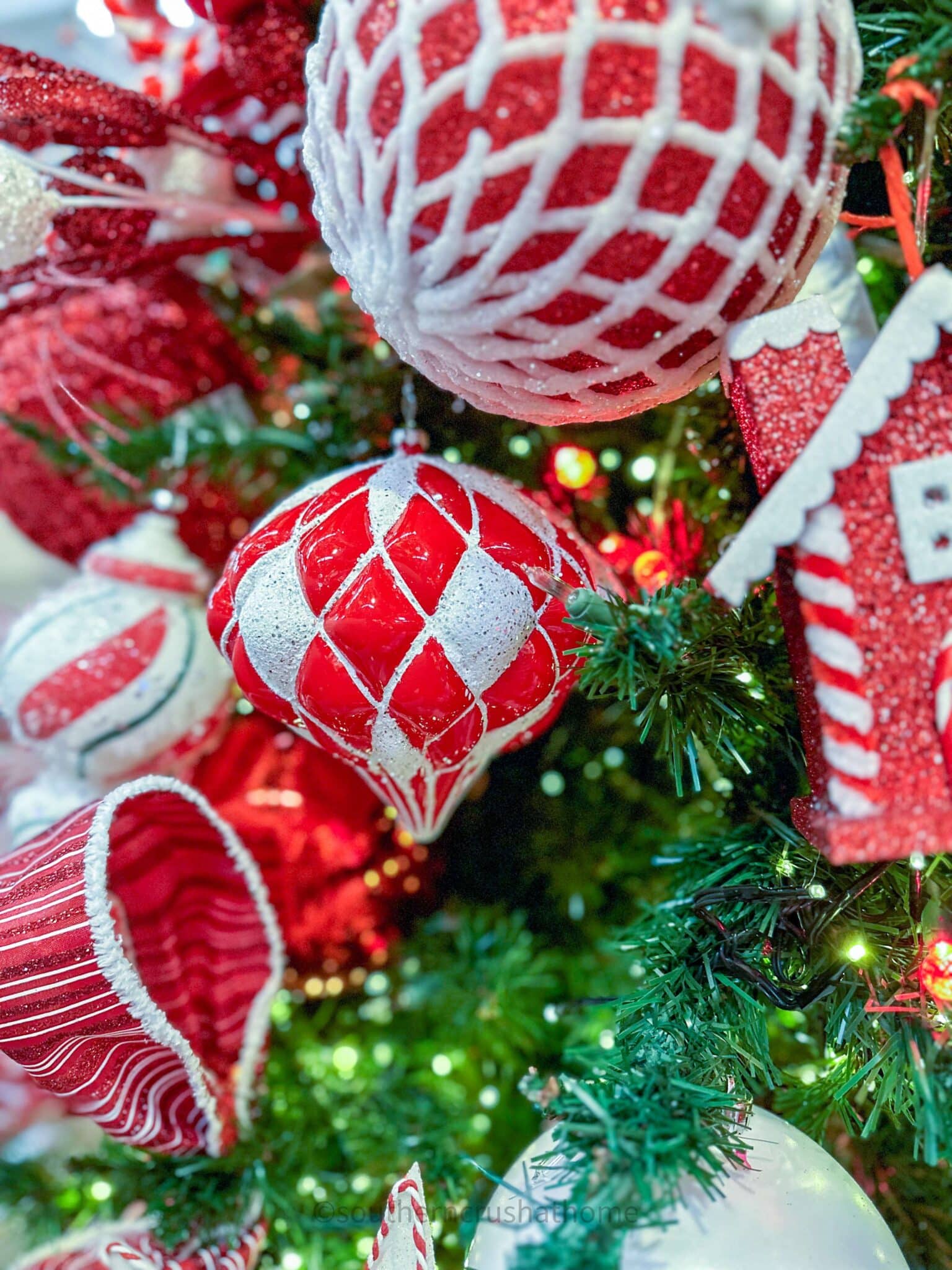 red and white ornaments