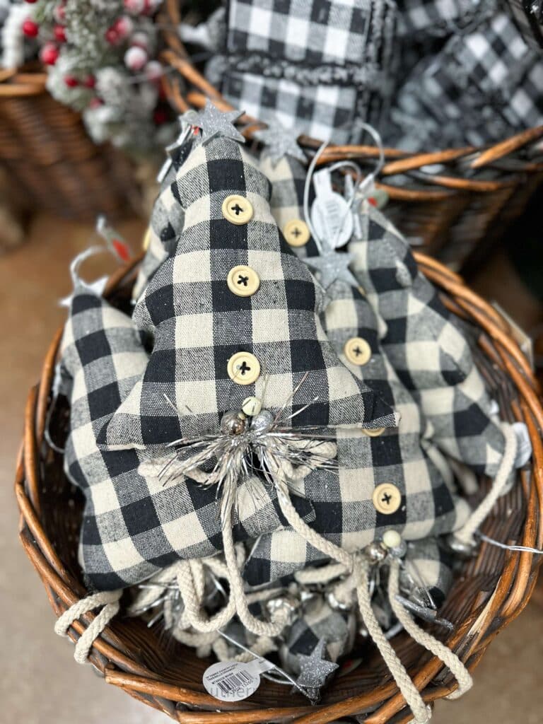 black and white check christmas tree ornaments
